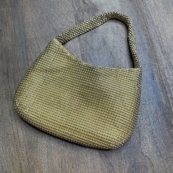 Unbranded Y2K Gold Beaded Mini Handbag Event Romantic Feminine Vintage Inspired - Picture 2 of 5